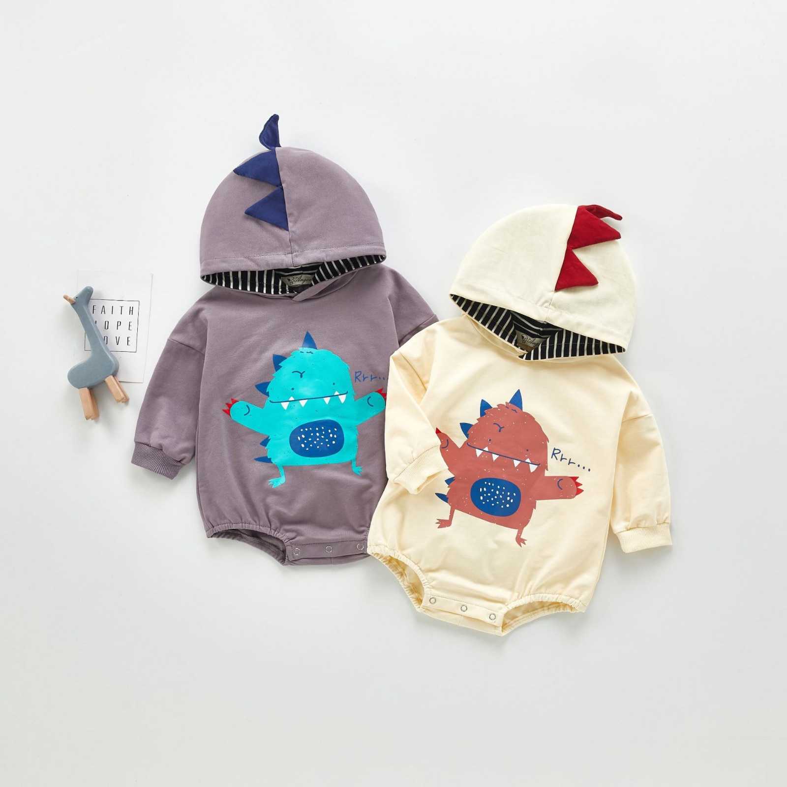 Vestiti del bambino Della Ragazza Vestiti Del Bambino Appena Nato Del Bambino Delle Ragazze Dei Ragazzi di Inverno Delle Ragazze Caldo Del Pagliaccetto Del Fumetto Con Cappuccio Della Tuta Abiti Ropa niña