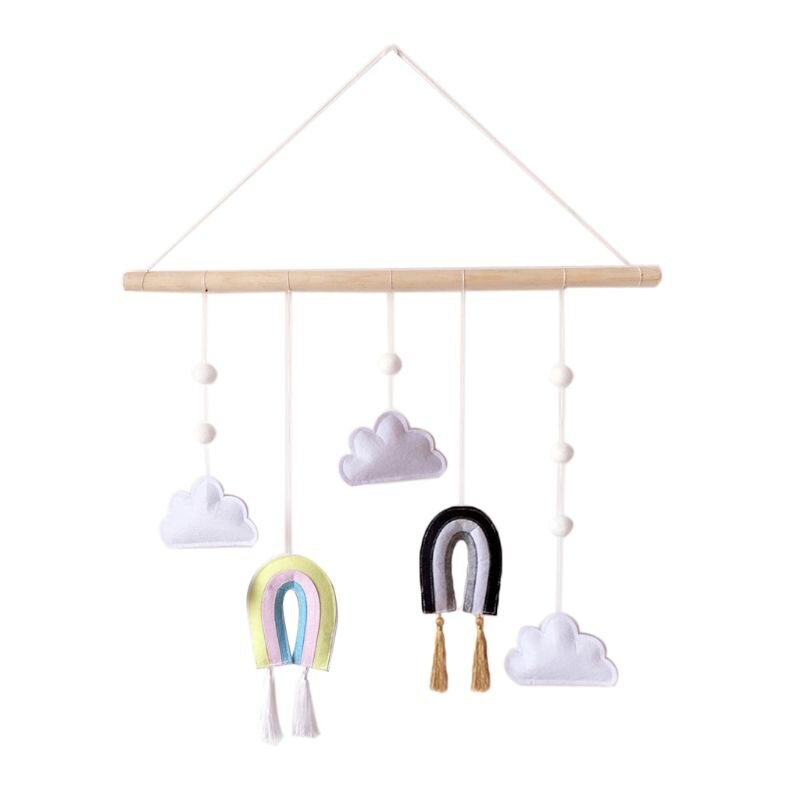 Trävägg hängande dekor moln regnbåge filt vägg konst ornament för barnkammare rum: Bk