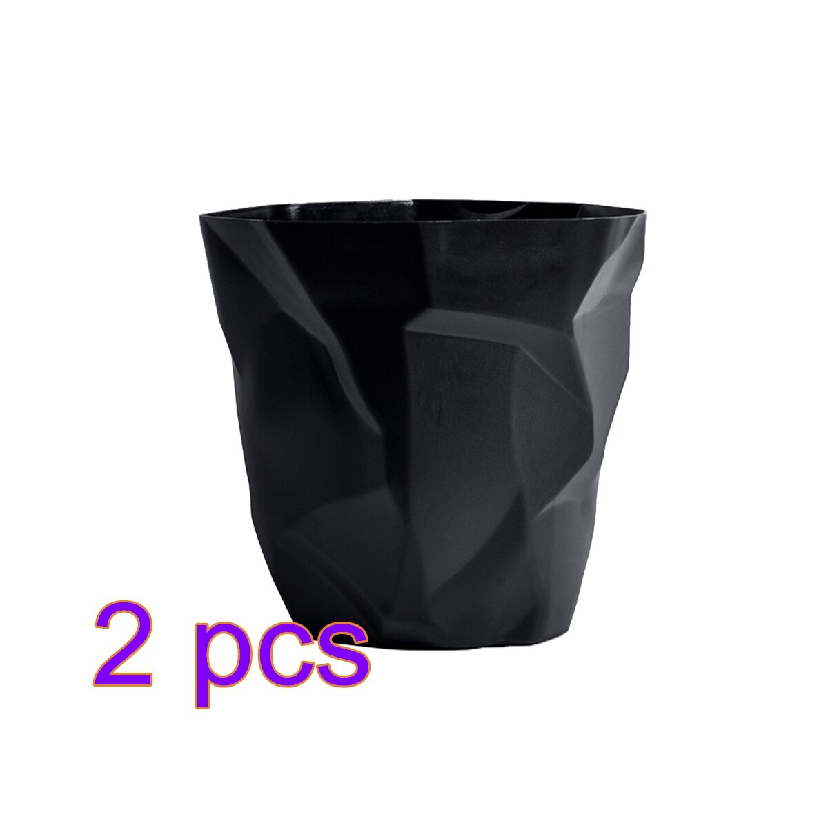 Creatieve Afvalbak Gevouwen Onregelmatige Zonder Cover Prullenbak Woonkamer Keuken Badkamer Opslag Emmer Kantoor Prullenbak: 2pcs black