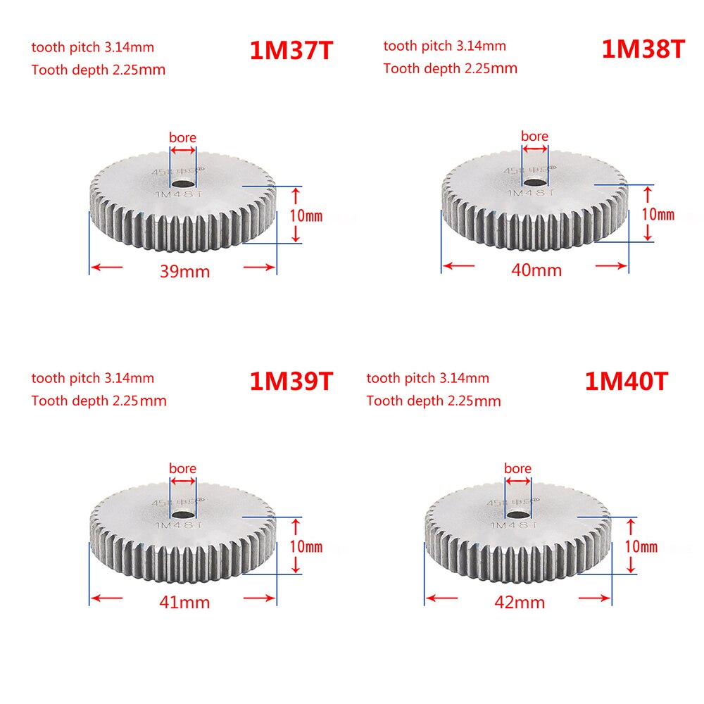 1Pcs 45# Steel Spur Gear 1Mod 29T-44T Metal Moter Gear 29 Tooth - 44 Tooth Pinion Gear