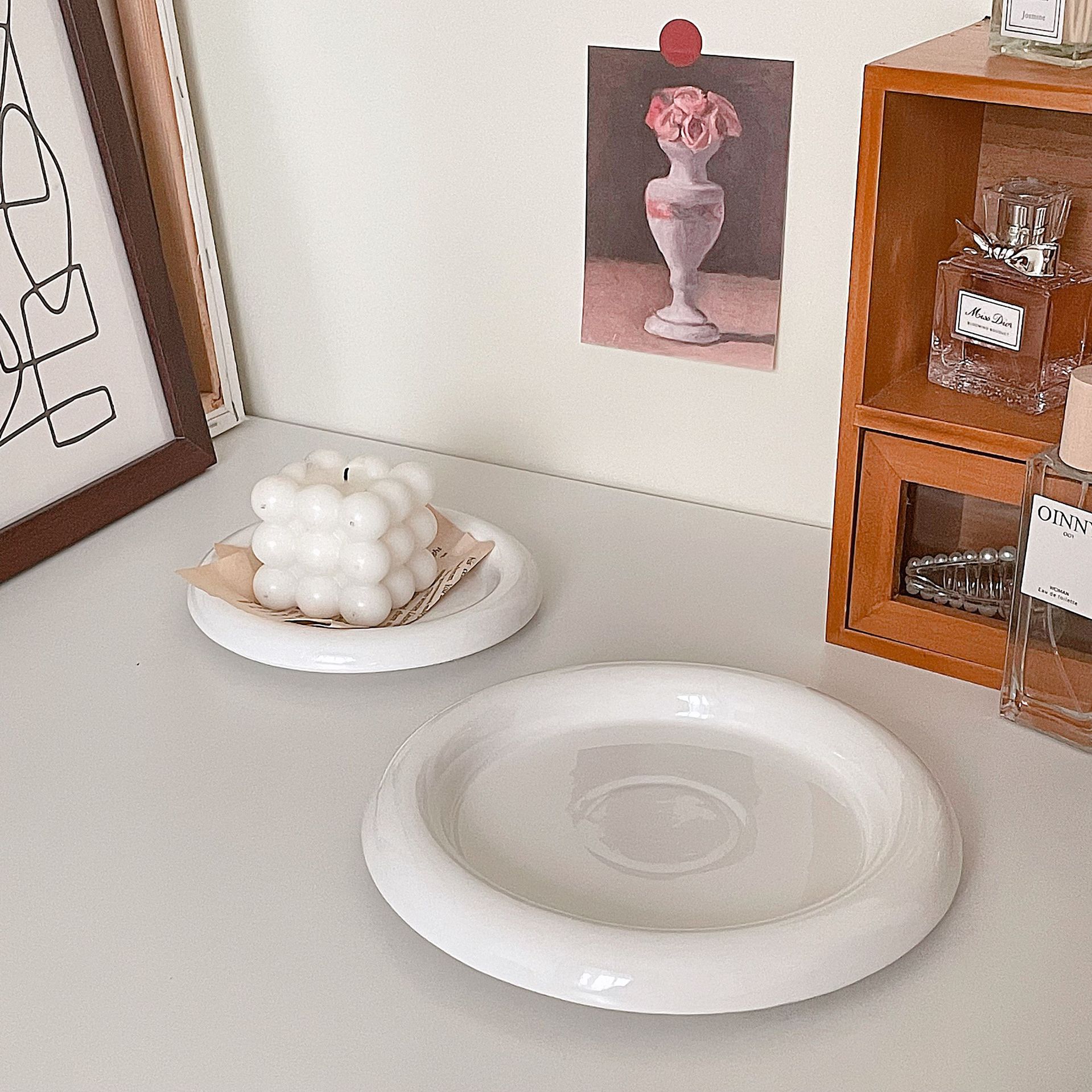 Keramisk tallerken fad hvid service porcelæn smykke tallerken køkken tallerken snack tallerken