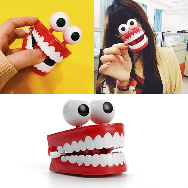 Funny Clockwork Tanden Speelgoed Praktische Joke Windup Tanden Plastic + Elektrische Interactief Speelgoed Dazzling Uurwerk Speelgoed