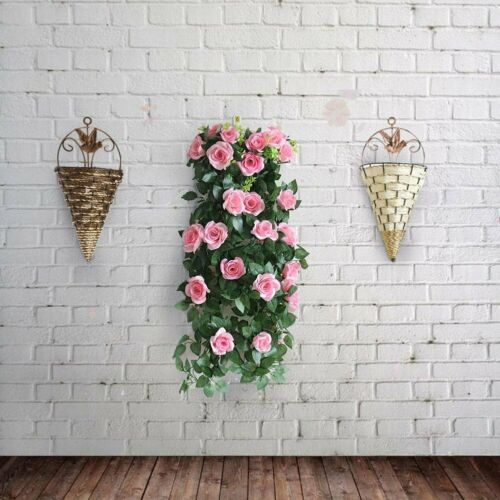 Planters Hanging Baskets Planter Plant Flower Pot Rustic Rattan Wall Fence Hanging Basket For Home Garden Dec