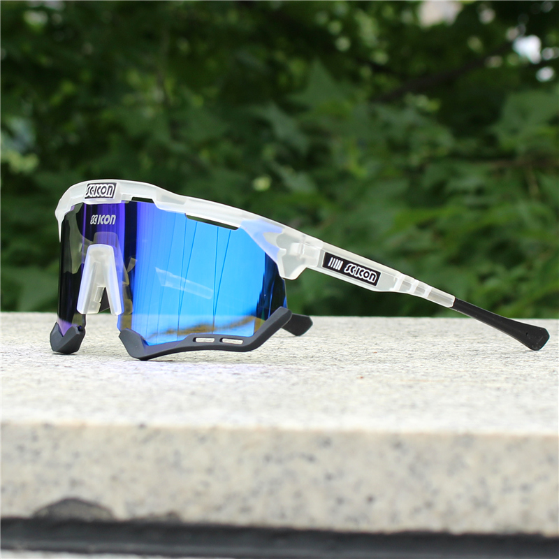 Gafas de ciclismo SCICON UV400, gafas de sol para deportes al aire libre, gafas de ciclismo MTB para hombres y mujeres, gafas para bicicleta de carretera: Azul