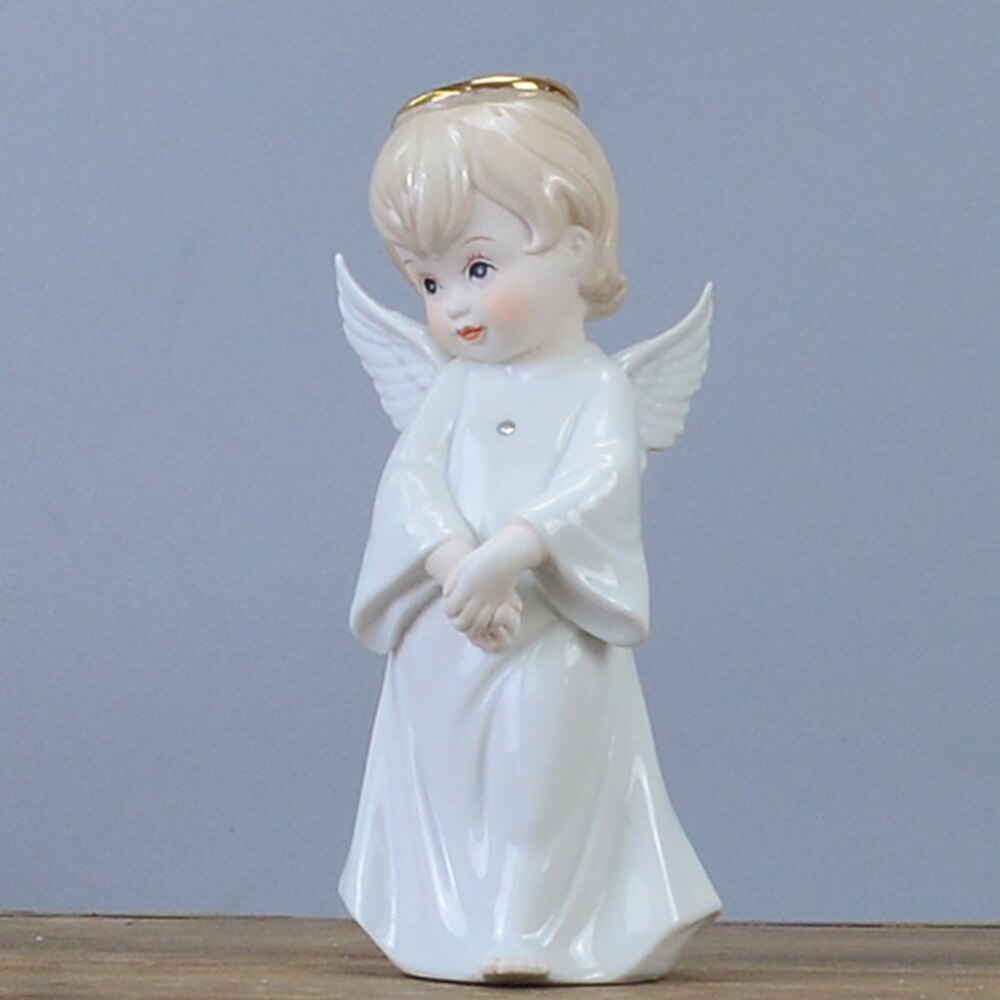 Petit ange décoratif en céramique blanc, décoration de Table de bureau, artisanat en forme de Figure