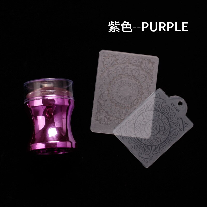 1Pc Clear Silicone Head Nail Stamp Stamping Manicure Tool With Scraper Print Patterns 6 Colors Transparent Nail Stamper: green