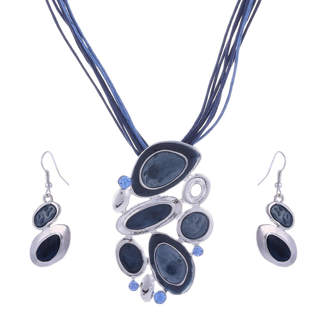 MINHIN nuovo Set di collana a catena in pelle con gemma smaltata per Set di gioielli da sposa per feste Set di gioielli estivi da donna: F850
