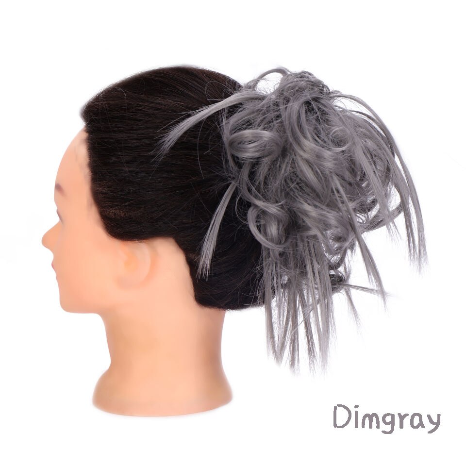 Shangke Synthetische Rommelig Chignons Messy Bun Paardenstaarten Weerstand Chouchou Wrap Haar Touw Rubber Band Hair Extensions Voor Vrouwen: Q17-Dimgray