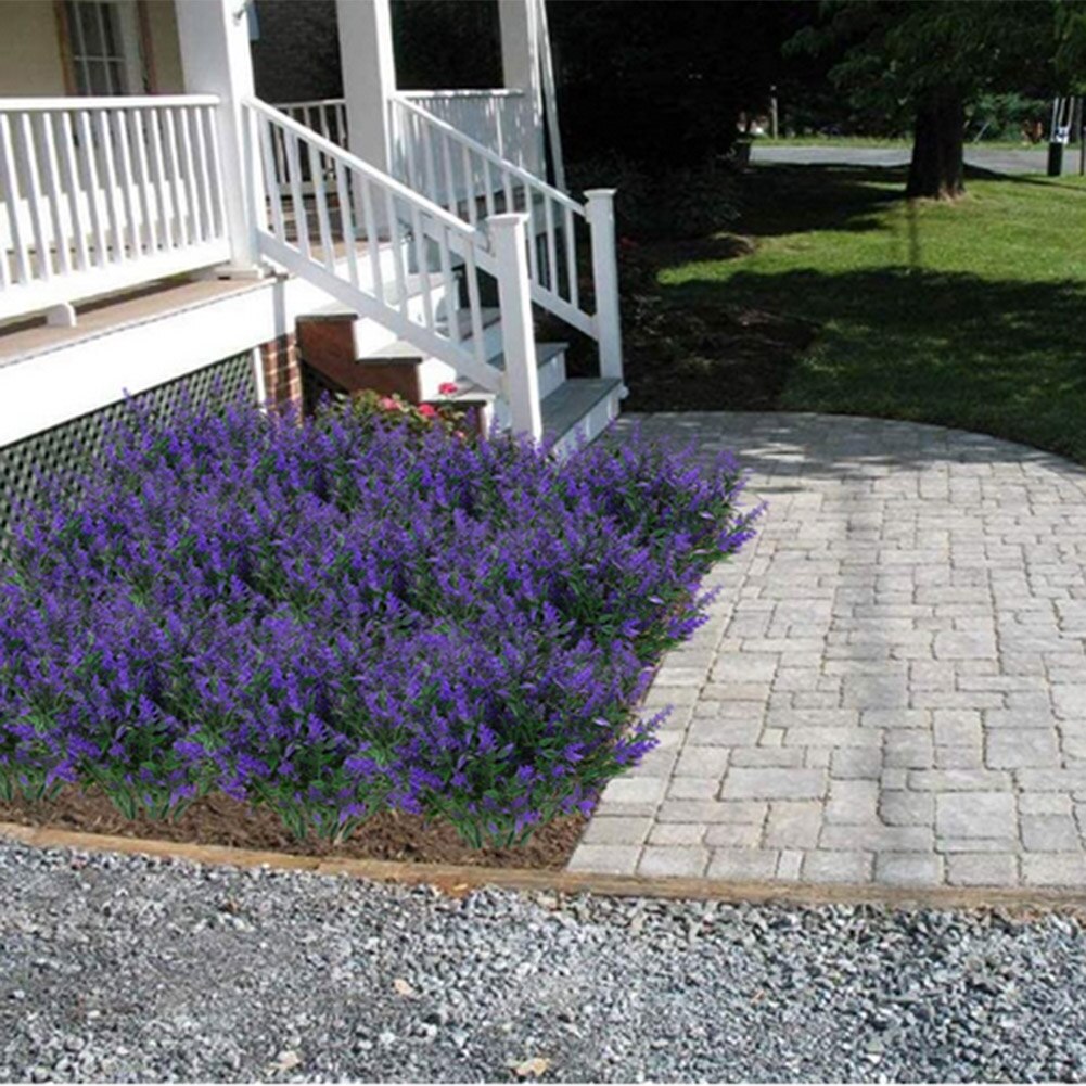 Good Healthy 6 Pcs Handmade Lavender Flowers Plants Lifelike Greenery Bushes Bouquet Home Garden Decoration