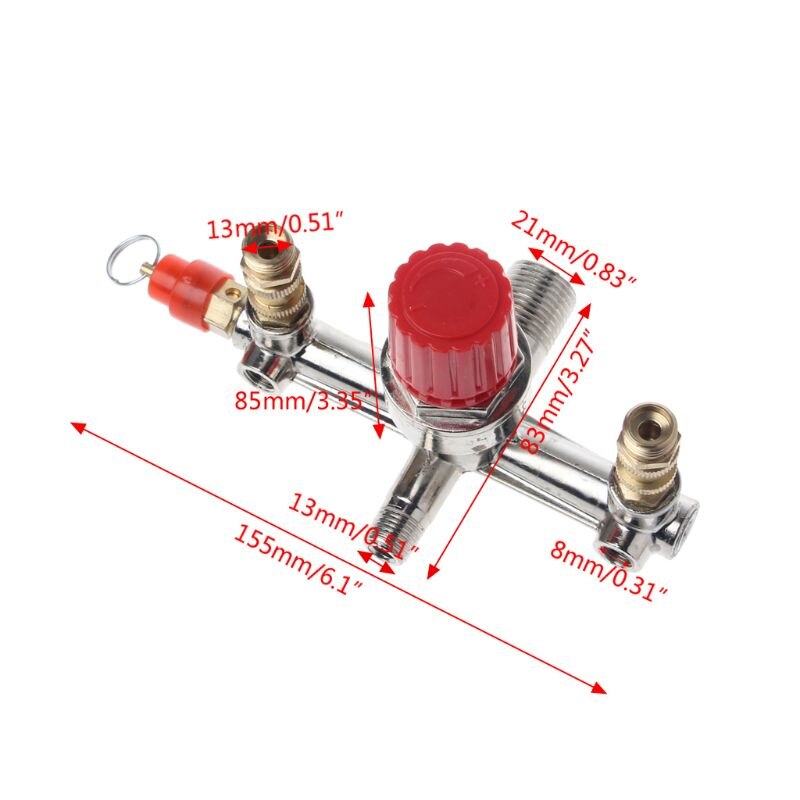 Double Outlet Pipe Alloy Air Compressor Switch Pressure Regulating Valve Mounting Parts Air Compressor Pipe