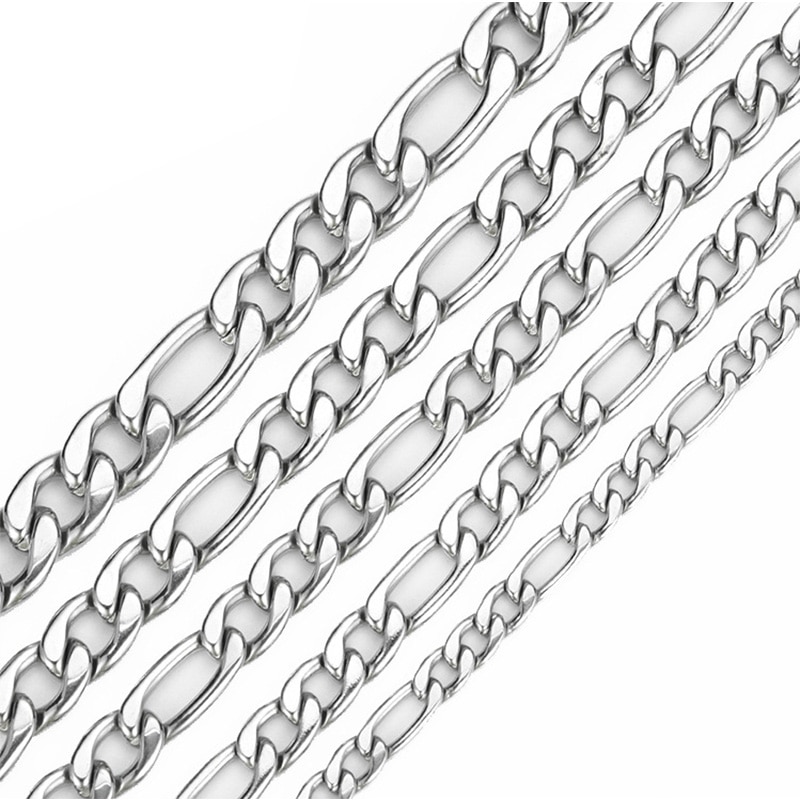 3-12MM Figaro Chain Necklace Men Stainless Steel Curb Necklace For Men Women Charm Jewelry Never Fade