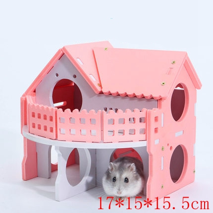 Casa de madera rosa para hámster, casa sólida lavable para ratas, jaula para conejillos de indias, accesorios para mascotas ZG0012: pink-ZG0012