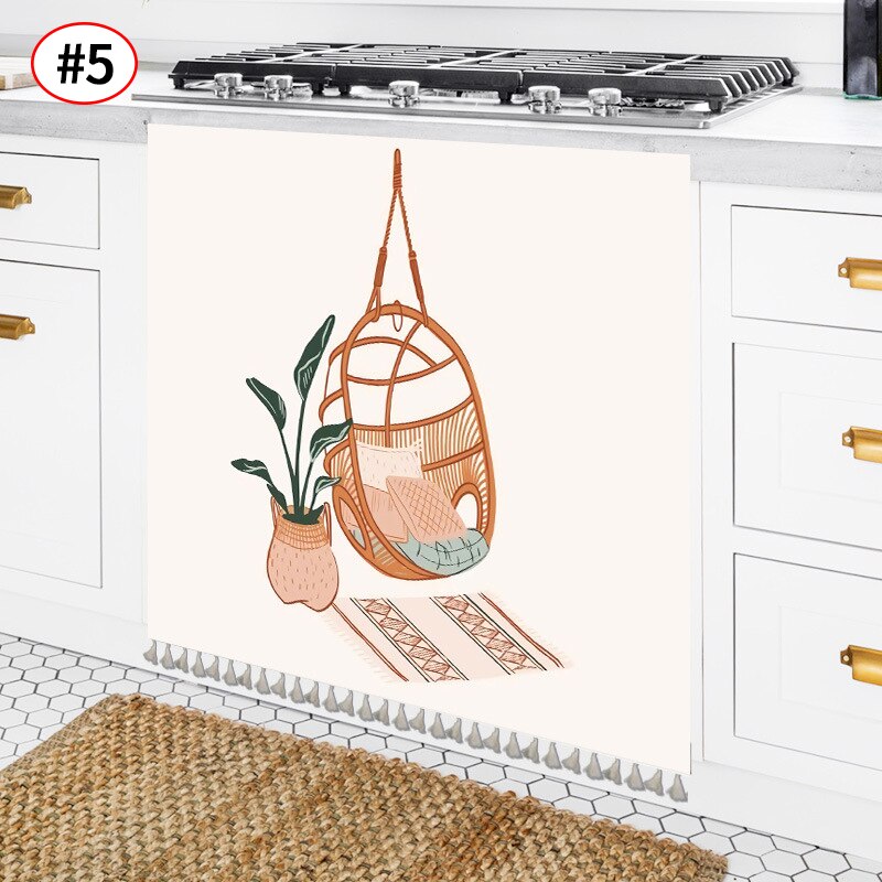 Demi-rideau nordique pour cuisine, rideaux courts à pampilles, décoration de porte d'armoire, garde-robe, anti-poussière, ornement de maison: S5 Short Curtain / 70x80cm