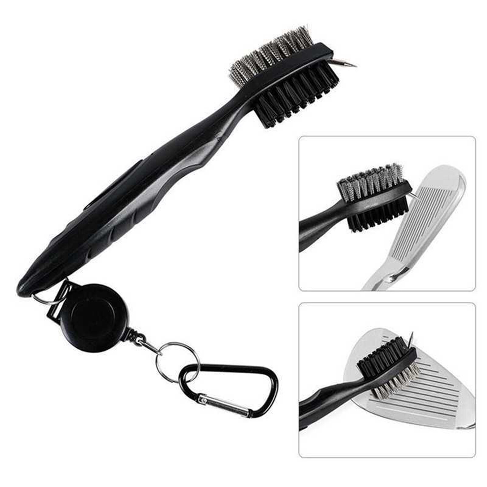 Escova para limpeza de tacos de golfe, escova com 2 lados para limpeza de ranhuras em cunha, kit de limpeza, ferramenta de limpeza, peças para esportes ao ar livre