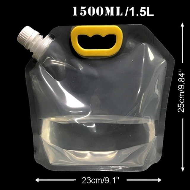 1.5/2.5/5l genanvendelige sammenklappelige fleksible vandflaskeposer drikkevareopbevaring camping vandring vandflaske bærbare drikkeflasker: 1.5l