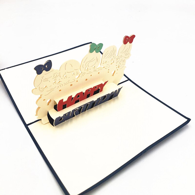 Carte Pop-Up 3D faite à la main | Carte Kirigami de vœux en papier, carte d'invitation pour enfants, cartes postales joyeux anniversaire, décor de de Thanksgiving, 1 pièce