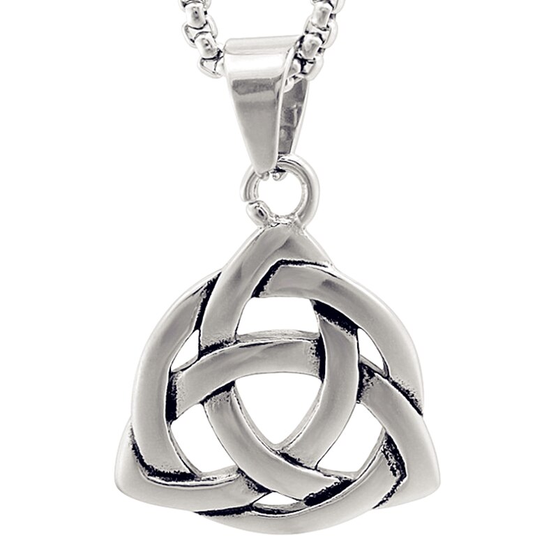 Retro Nordic Style Metal Celtic Knot Pendant Chain Necklace Men Classic Punk Amulet Jewelry