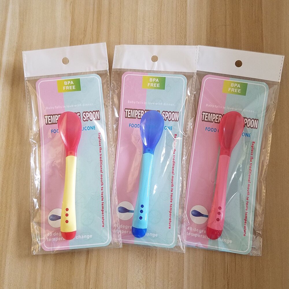 Cucharas con sensor de temperatura para niños, cucharas sensibles a la temperatura, vajilla para aprender a comer para bebé, vajilla de alimentación para chico