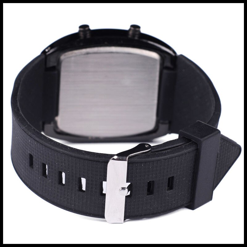Flash azul LED Turbo RPM para hombre, reloj de Dial para coche deportivo, negro completo, de acero inoxidable, rectangular, medidor de aire