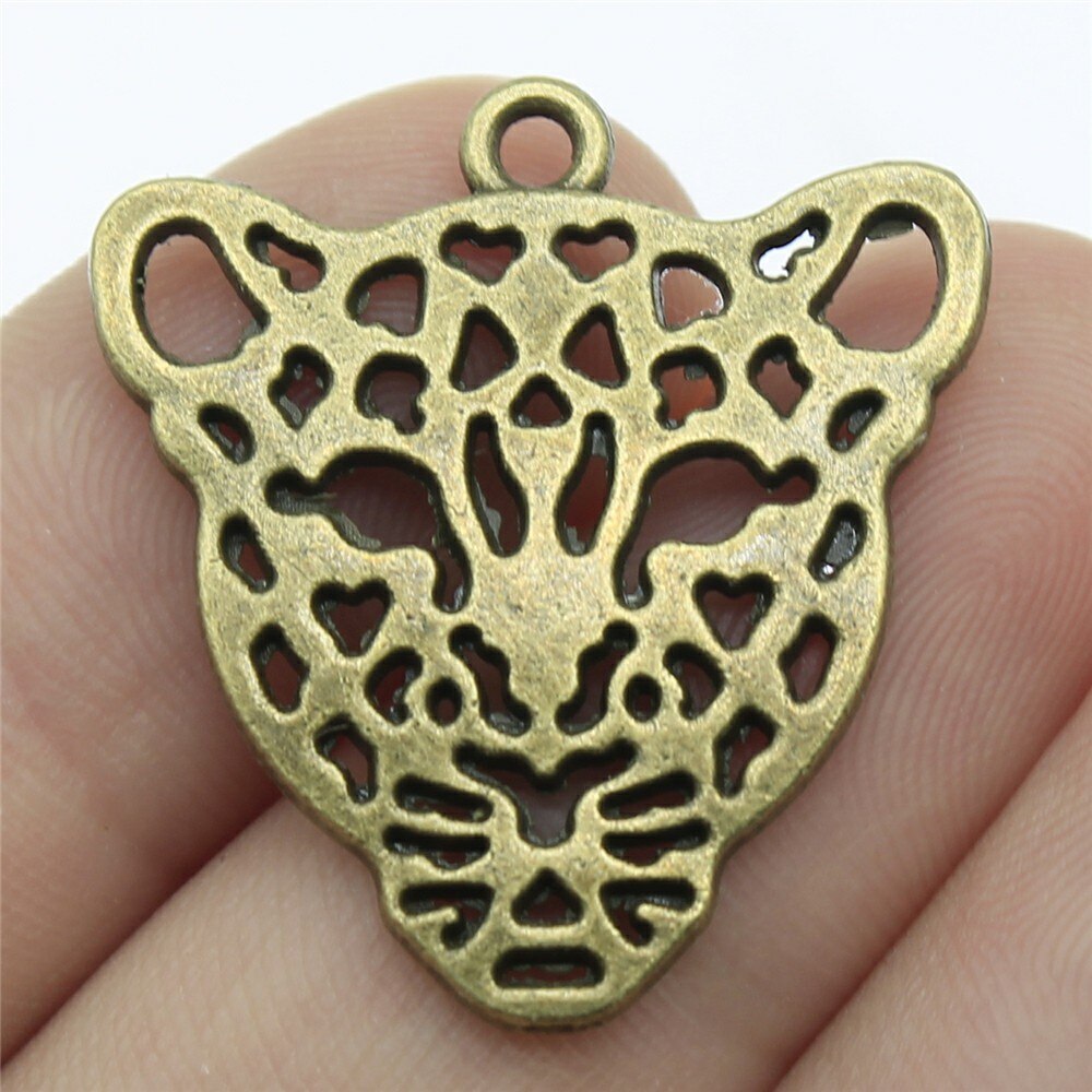 10 stk anheng med anheng med leopardhode til dyr til å lage smykker til å lage armbånd, halskjede: 28 x 26mm- bronse