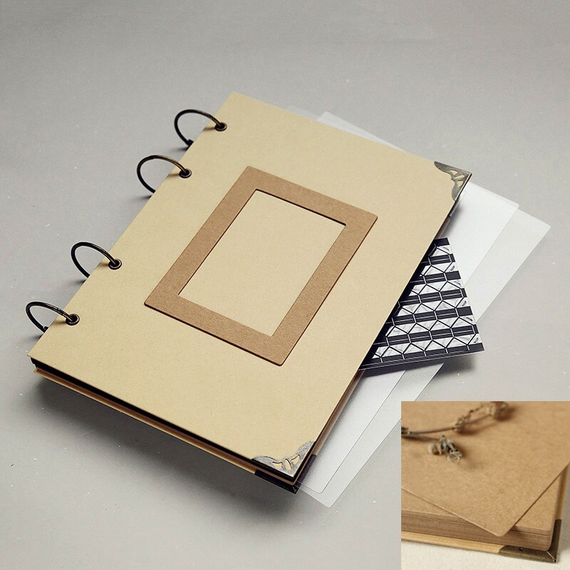 Angwing 28 Vellen Losbladige Fotoalbum Scrapbook Blank/Grote Albums Foto Cover Diy Bruiloft Foto Scrapbook Album case Binding: Album-Kraft Page