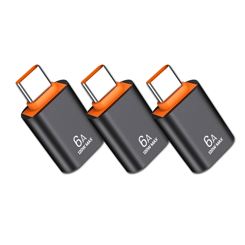 6-1szt. 6A Typ C żeński na USB A męski Adapter OTG Konwerter USB-C do Macbooka Xiaomi Samsung Oneplus Adapter złącza kablowego: Pomarańczowy