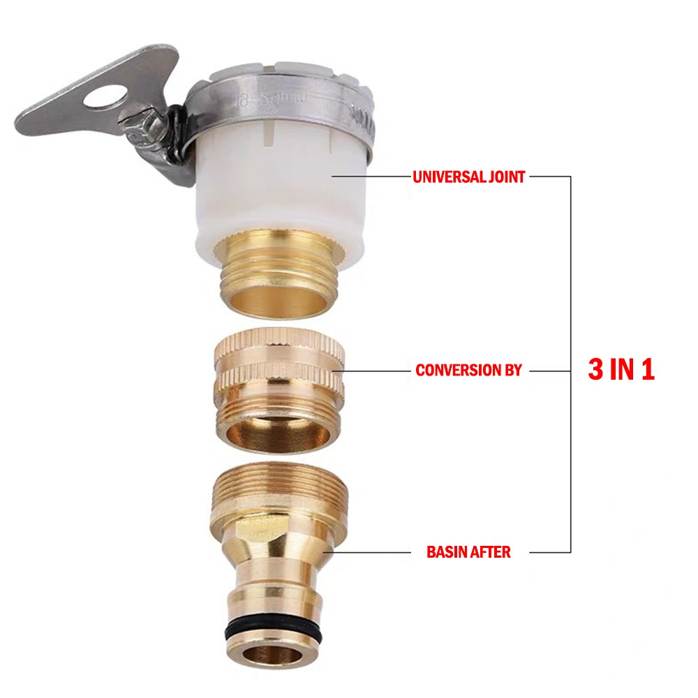 15mm-23mm Universal- Küche Schlauch Adapter Metall Wasserhahn Stecker Mischer Schlauch Adapter Rohr gemeinsam passend zu Garten Bewässerung werkzeuge 1x