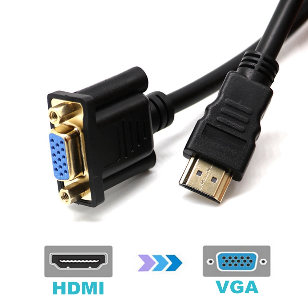 Vergulde 30 cm HDMI Male naar VGA Female Adapter Kabel HDMI naar VGA D-SUB 15 Pin Digitale Audio Video AV Converter Kabel Connector