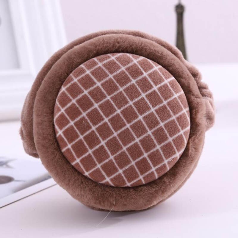 Calymel Folding Hamburger Earmuffs Lady's Ear Warmer Winter Anti Freezing Plush Ear Protectors Earlap: M15 Brown