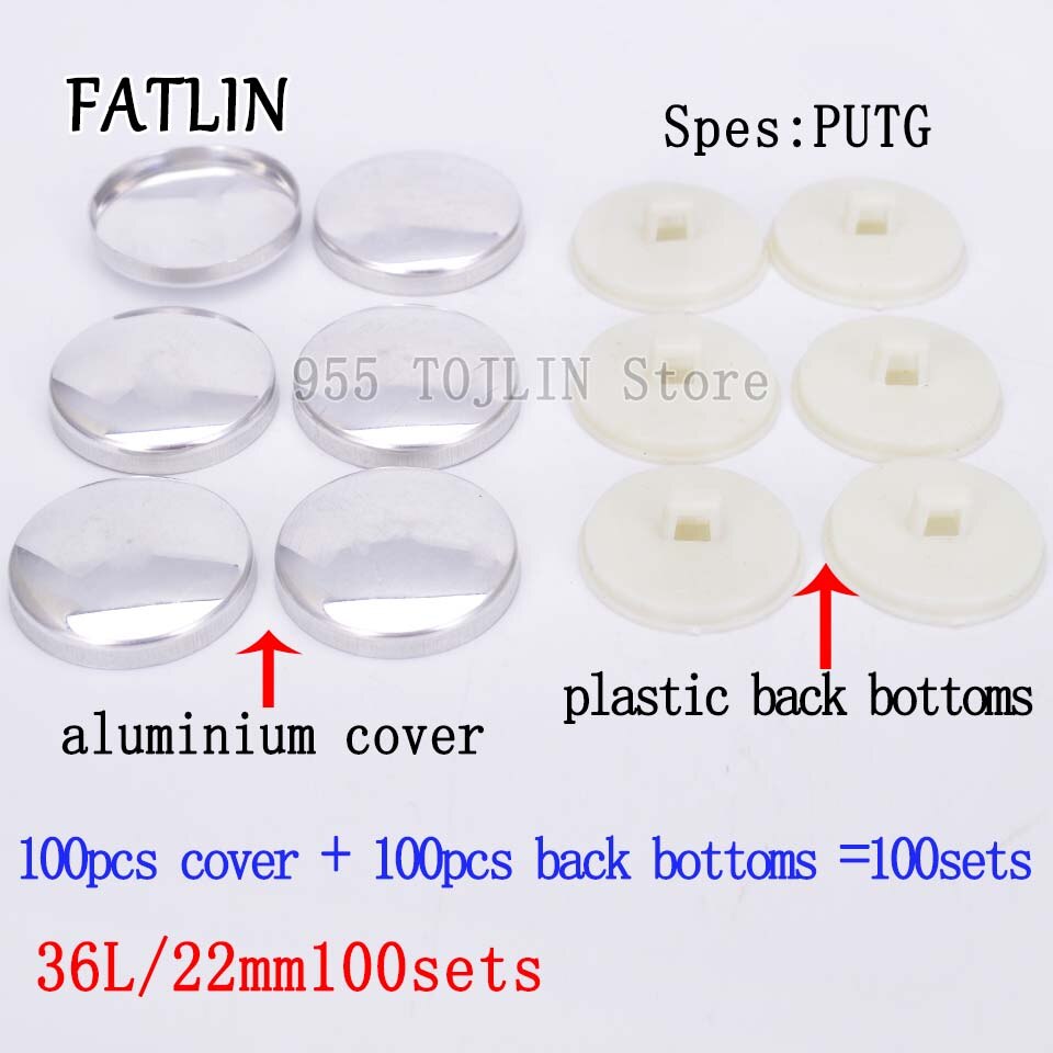 100 set 36l aluminiumklädda tygknappar handgjorda handgjorda metallformar brödform runt tyg fatlin: 36 l 100 sets knappar b