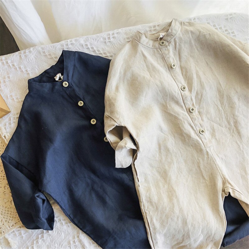 Unisex kinderoveralls babymeisjes jumpsuits katoenen linnen wijde broeken broeken koreaanse stijl kinderkleding meisjesset