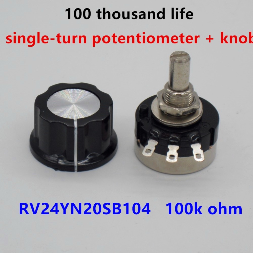 2 stks RV24YN20S B104 100 k ohm Carbon film potentiometer single-turn potentiometer + 2 stks A03 knop