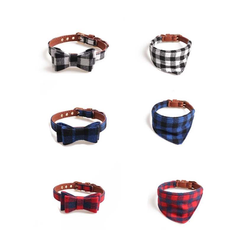 Engeland Plaid Halsband Kat Kraag Bandana Zachte Doek PU Leer Gouden Gesp Bowtie Kleine Halsbanden Riemen Huisdier Product