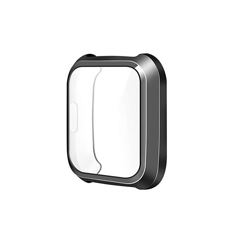 Für Fitbit Versa Lite Schutzhülle Uhr Screen Protector TPU Silikon Schutz Klar Fall Abdeckung Shell Anti Scratch Abdeckung: Schwarz