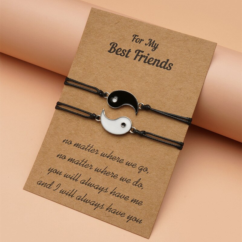 2Pc Paar Yin Yang Armbanden Voor Vrouwen Mannen Minnaar Eenvoudige Armband Verstelbare Touw Ketting Beste Vriend Vriendschap Armbanden Sieraden