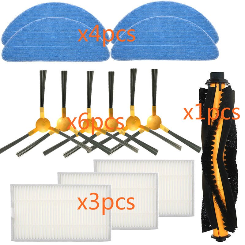 Accessoires de pièces de rechange pour aspirateur robot Proscenic 830P 820P, brosse principale latérale, filtre HEPA, serpillière: 14pcs