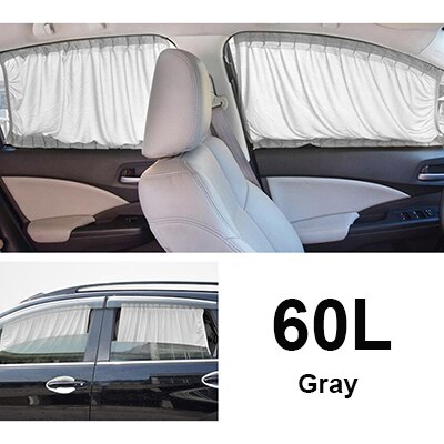 60 cm Aluminium Rail Auto Side Window Visor Zonnescherm Gordijn Auto Window Zonneklep Met Elastische Koord-Zwart/ beige/Grijs: Gray 60L