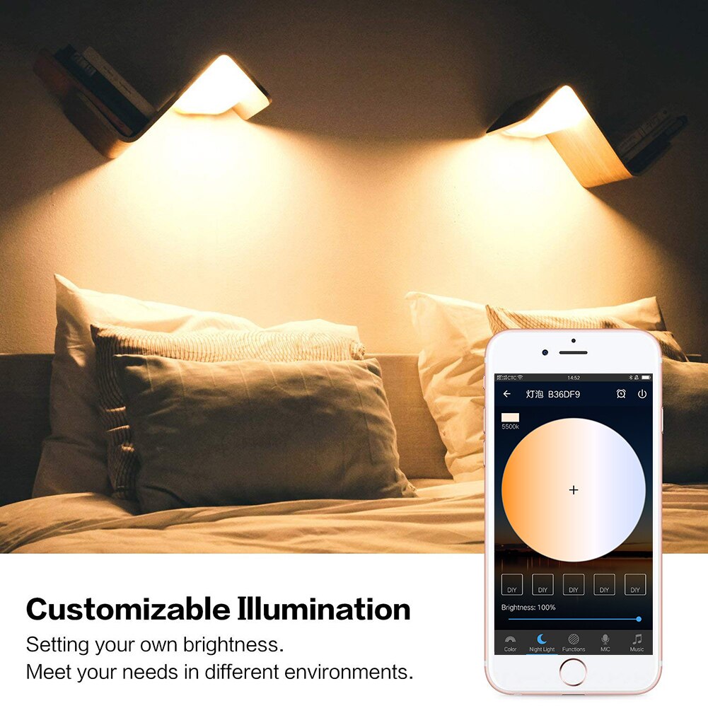 Vintagelll Smart Led Light Bulb 12W E27 E26 E14 B22 RGB Kit Bluetooth Lamp Color Change Dimmable Work with ALexa Google Home