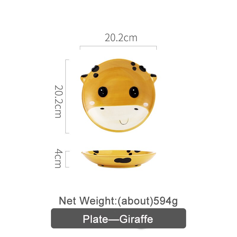 Children's Plate Set Of Rabbite Giraffe Baby Plate Dishes Ceramic Dineerware Set For Kids Bowl Plate Children's Cutlery: Giraffe Plate A