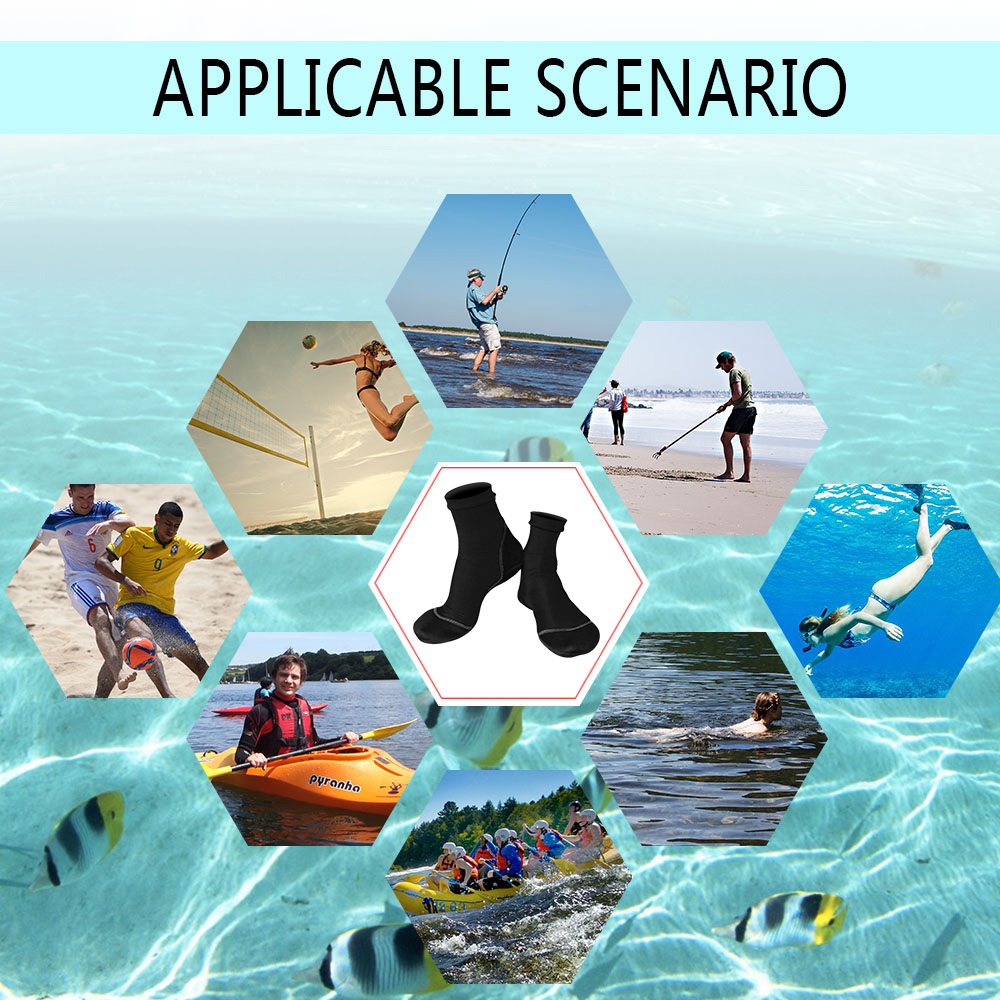 Calcetines de aleta de neopreno para playa, voleibol, fútbol, parte superior fina de poliéster, suelas de neopreno de 1,5mm, zapatos de agua con protección solar