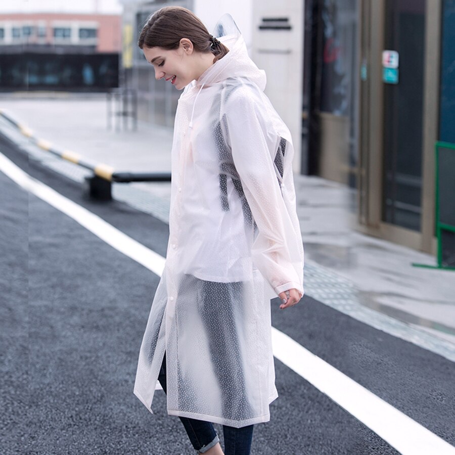 Transparent Rain Coat Female Long Waterproof Jacket Poncho Female Rain Cover Chuva Jacket Veste Anti Pluie Rain Gear L
