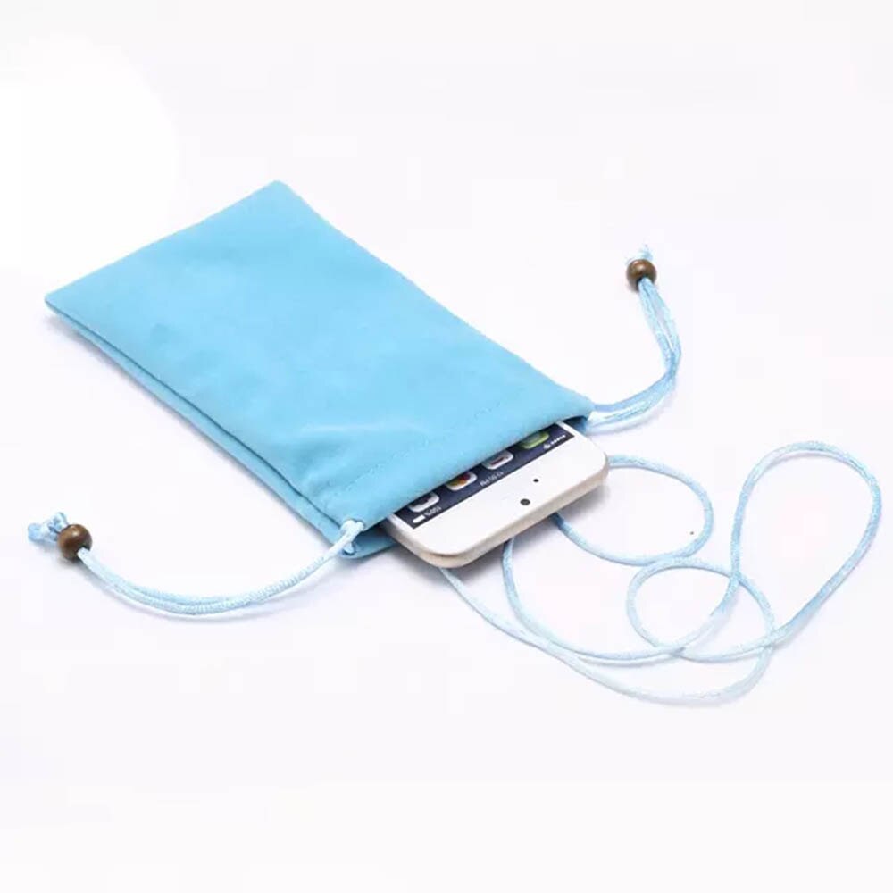 Bolsa para teléfono móvil de terciopelo y algodón con correa para el hombro, bolsa tipo billetera, bolso con correa para el cuello, bolsa de tela de ocio para teléfono de 4,8/7": size X / blue