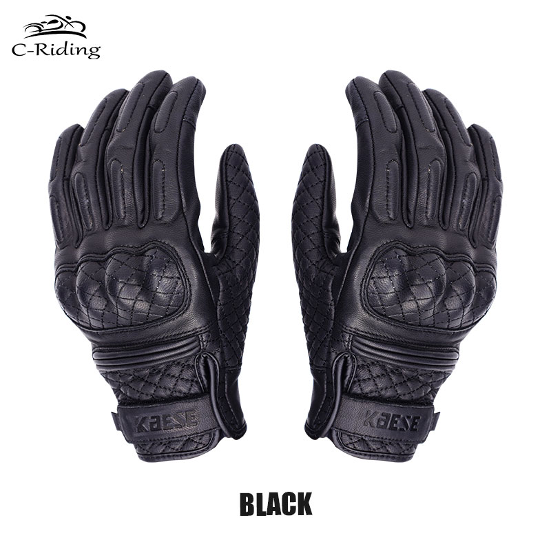 Retro Motorcycle Gloves Touchscreen Motorcyclist Gloves Full Finger Breathable Non-slip Motocross Riding Gloves: Beige / XXL