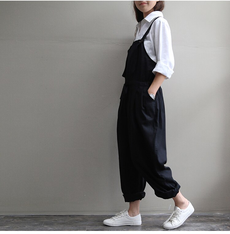 Dame jumpsuit efterår gravid ærmeløs bomuld playsuits afslappet graviditets overalls løs lomme plus størrelse bukser bukser