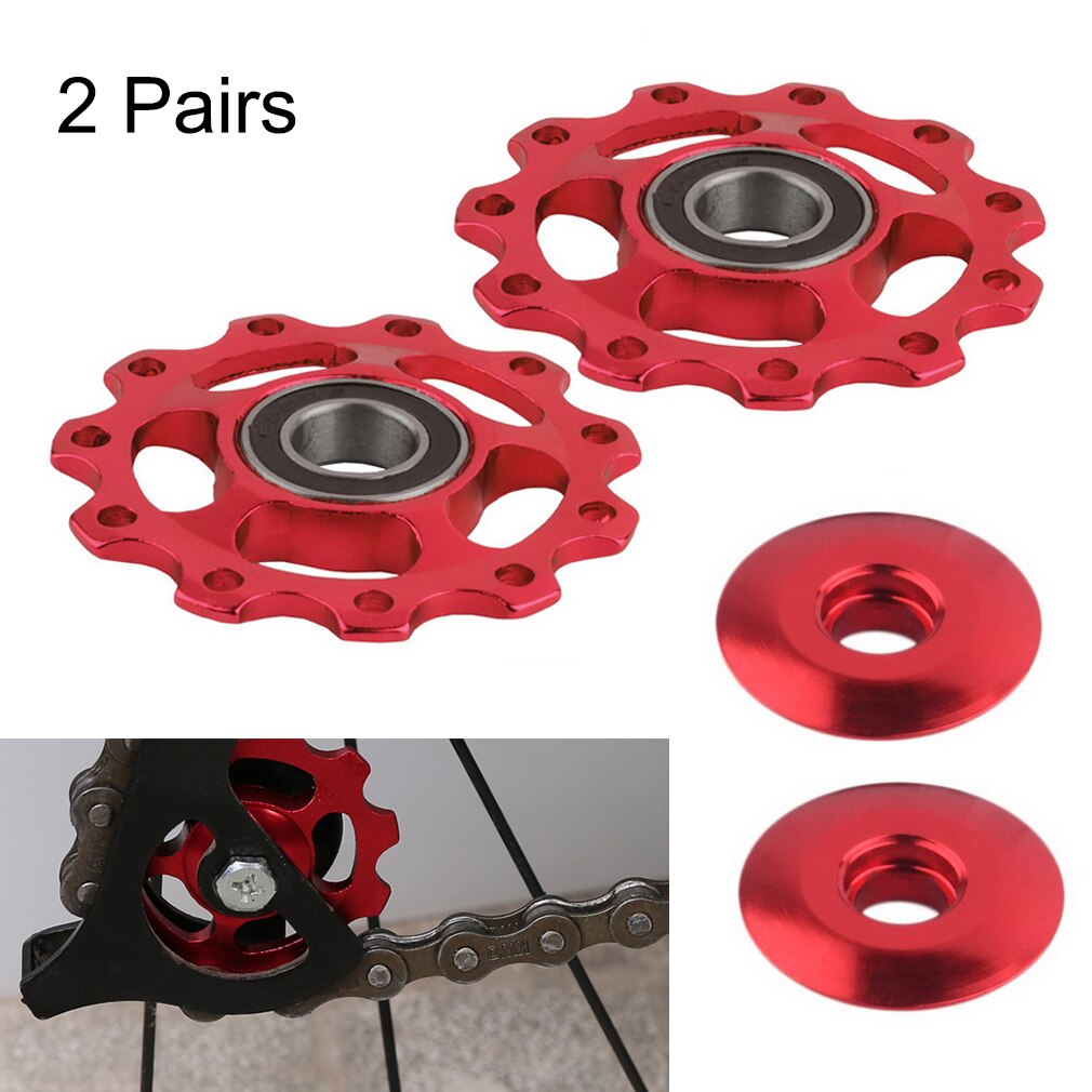 2 Pcs Aluminum Sealed Bearing Jockey Bicycle Riding Mountain Bike Wheel Rear Derailleur Pulleys Supplies Tool Bike Accessories: Red