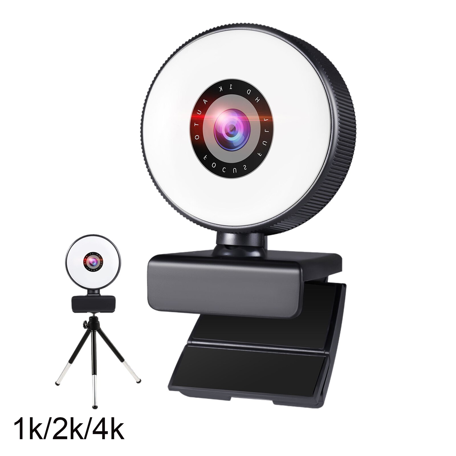 Webcam Met 3 Lichtstanden Ronde Voor Gaming Online Leren Auto-Focus Laptop