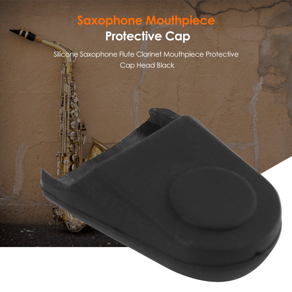 37/45/56Mm Siliconen Fluit Klarinet Saxofoon Mondstuk Beschermende Cap Voor Tenor Sopraan Klarinet Bas Saxofoon Zwart