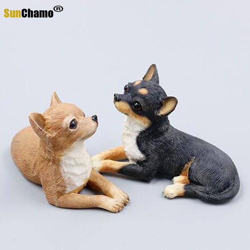 Mini chihuahua hund model bil dekoration harpiks håndværk samling dekoration hjem indretning håndværk ornamenter