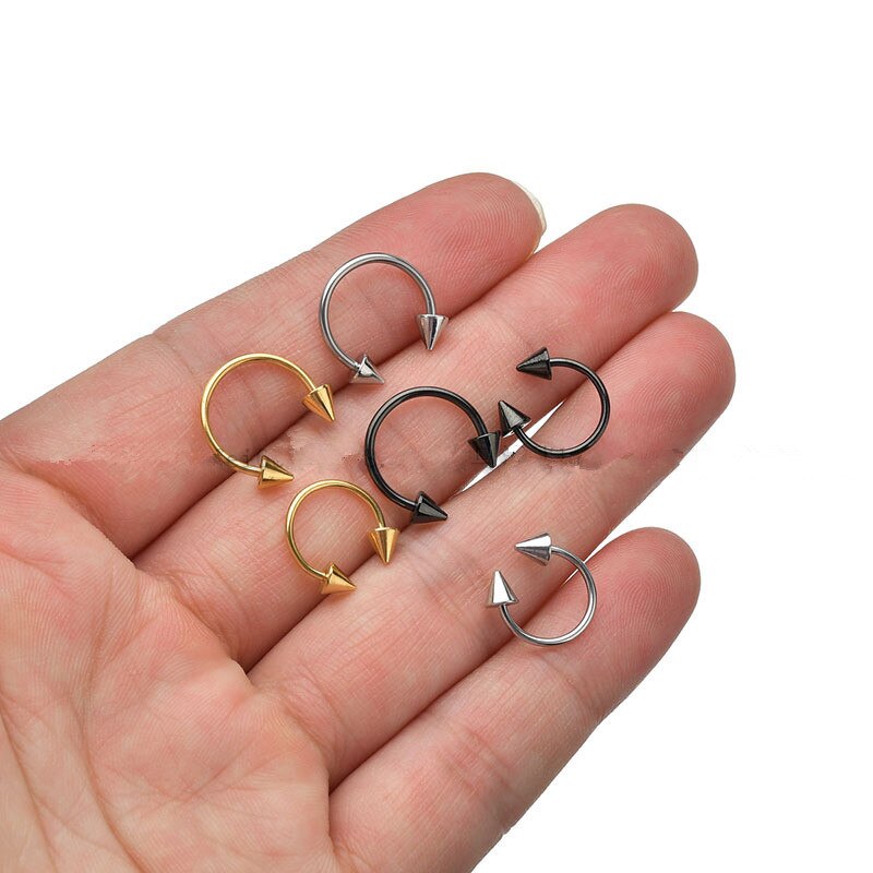 10mm acier inoxydable nez anneau Piercing fer à cheval pointe Septum Piercing sourcil Tragus hélice piring lèvre Piercing Nariz