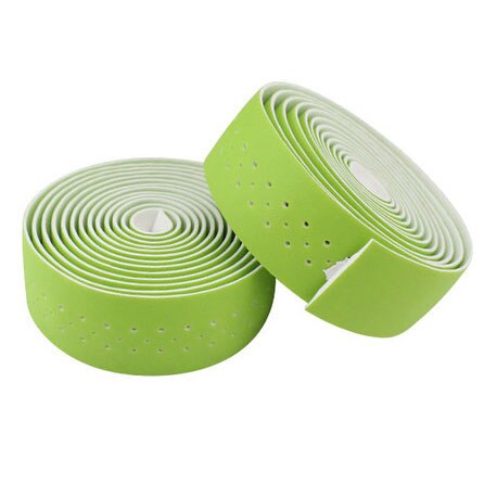 Cinta perforada de cuero PU para manillar de bicicleta, 2 rollos, transpirable, suave, engranaje fijo, accesorio de ciclismo, MICCGIN: TP01-Green